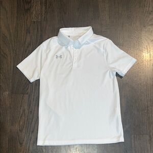 Under Armour Boys Classic White Polo Size Medium